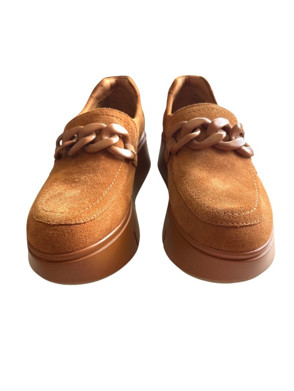 Naked Feet Tan Suede Platform Loafer NEW Chain Slip-On Princeton Size 8.5 - Picture 4 of 12